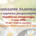 Календарне планування з ГР. Зарубіжна література. 7 клас НУШ. Міляновська Н. Р. та ін. (70 год / 2 год на тиждень). Модель оцінювання 1