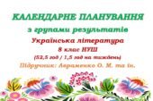 Календарне планування з ГР. Українська література. 8 клас НУШ. Авраменко О. М. (52,5 год / 1,5 год на тиждень). Модель оцінювання 1