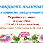 Календарне планування з ГР. Українська мова. 8 клас НУШ. Літвінова І. М. та ін. (105 год / 3 год на тиждень). Модель оцінювання 1