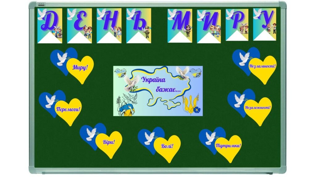 Головне зображення розробки: Оформлення до ДНЯ МИРУ “Україна бажає…”