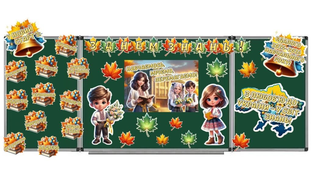 Головне зображення розробки: Оформлення дошки до свята Першого дзвоника 2025. День знань. Перше вересня