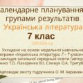Календарне планування з групами результатів уроків української літератури 7 клас 2025/2026 н.р. за модельною програмою Яценко, до підручника Авраменка