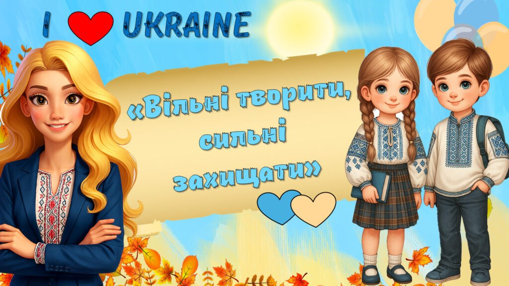 Головне зображення розробки: Перший урок 2025 “Вільні творити, сильні захищати” Інтерактивна презентація, конспект