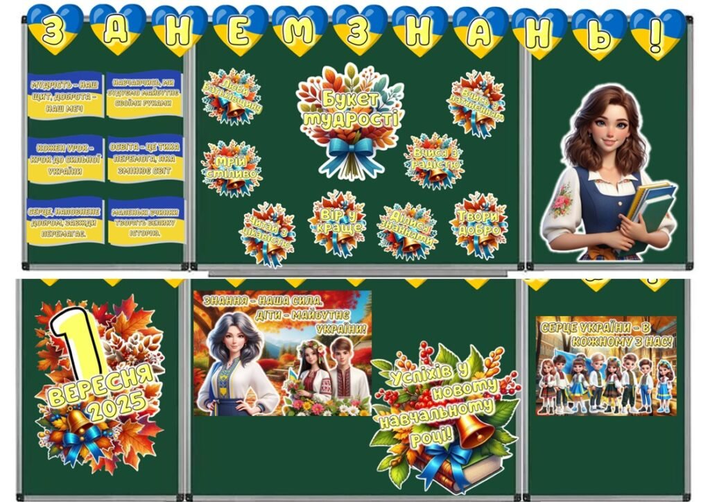 Головне зображення розробки: Оформлення дошки до свята Першого дзвоника 2025. День знань. Перше вересня