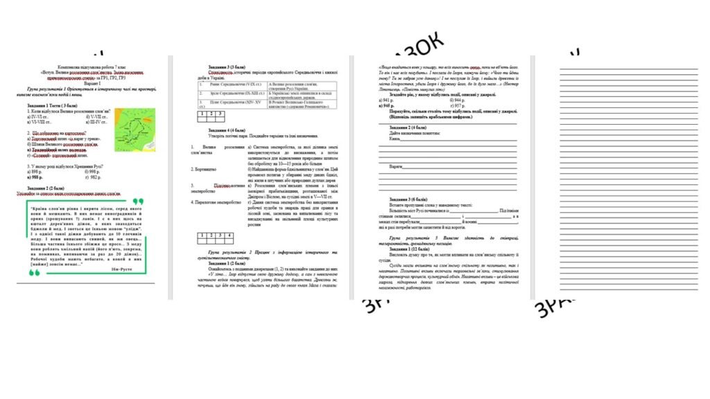 Головне зображення розробки: Комплексна підсумкова робота 7 клас історія України Гісем «Вступ. Велике розселення слов’янства. Зміна населення причорноморських степів» за ГР