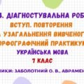 ГР 4. Діагностувальна робота. Повторення та узагальнення вивченого. Орфографічний практикум. 7 клас НУШ (Заболотний О., Авраменко О.)
