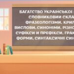 Фото розробки: Презентація “Багатство української мови: словниковий склад, фразеологізми, крилаті вислови, синоніми, різноманітні суфікси й префікси, граматичні форм