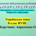 КПР № 1 за ГР з укр мови, 8 клас НУШ «Повторення та узагальнення вивченого. Морфологія. Орфографія»