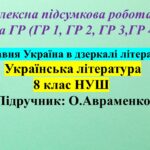 КПР № 1 з укр літ, 8 клас НУШ з теми: «Прадавня Україна в дзеркалі літератури»