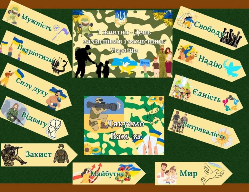 Головне зображення розробки: Плакат та слова подяки до ДНЯ ЗАХИСНИКА ТА ЗАХИСНИЦІ УКРАЇНИ