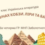 8 клас. КПР. Українська література “На струнах кобзи, ліри та бандури”. За чотирма ГР (МНП Заболотний)