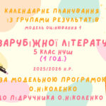 Календарне планування із групами результатів уроків зарубіжної літератури 5 клас на 35 годин (1 год. на тиждень)