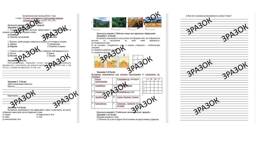 Головне зображення розробки: Комплексна підсумкова робота 7 клас Запотоцький з теми: «Головні закономірності формування природи материків і океанів» за ГР