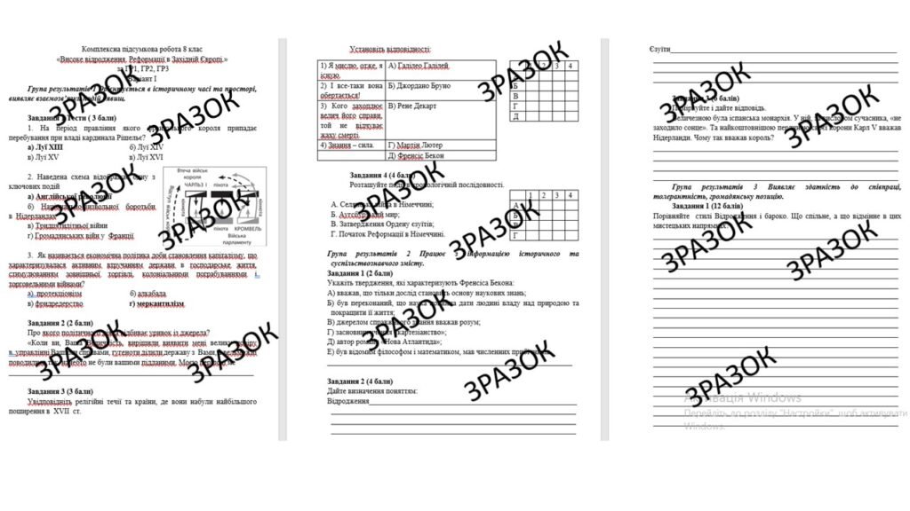 Головне зображення розробки: Комплексна підсумкова робота 8 клас Щупак «Високе відродження. Реформації в Західній Європі.» за ГР