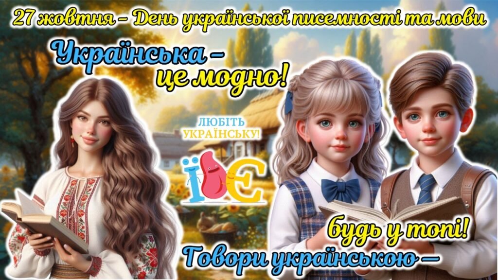 Головне зображення розробки: 27 жовтня – День української писемності та мови. Анімована інформаційно-ігрова презентація “Українська – це модно! Говори українською – будь у топі!”