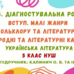 ГР 4. Діагностувальна робота №1. Вступ. Малі жанри фольклору та літератури. Народні та літературні казки. 5 клас НУШ (Калинич О. В.)