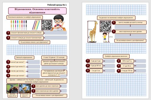 Головне зображення розробки: Робочі аркуші з математики для учнів 6 класу з теми “Відношення. Основна властивість відношення”
