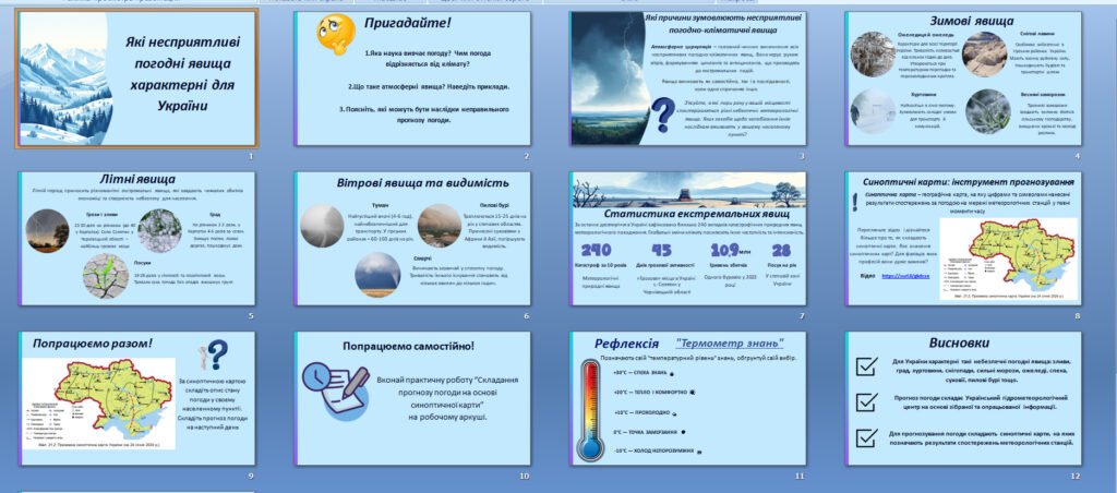 Головне зображення розробки: Презентація “Які несприятливі погодні явища характерні для України” Географія 8 клас НУШ