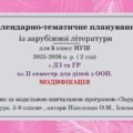 Інклюзія. 5 клас НУШ Календарно-тематичне планування із зарубіжної літератури для дітей з ООП (МОДИФІКАЦІЯ) ( 2 год) з ГР та ДЗ (на ІІ семестр).