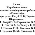 6 клас. Українська мова. Комплексна підсумкова робота «Словотвір» ( підручники Голуб, Онатій, Семеног, Панчук )