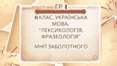 ГР 4. Підсумкова (діагностична) робота. 6 клас. Українська мова “Лексикологія. Фразеологія” (МНП Заболотного) 2 варіанти
