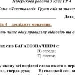 Фото розробки: ГР 4. Підсумкова (діагностична) робота. 5 клас. Українська мова. “Лексикологія. Групи слів за значенням” МНП Заболотного 2 варіанти