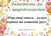 Дидактична гра “Перелітні птахи – визнач перший та останній звук”