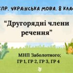 Комплексна підсумкова робота. 8 клас. Українська мова. “Другорядні члени речення” за чотирма ГР!!! (МНП Заболотного)