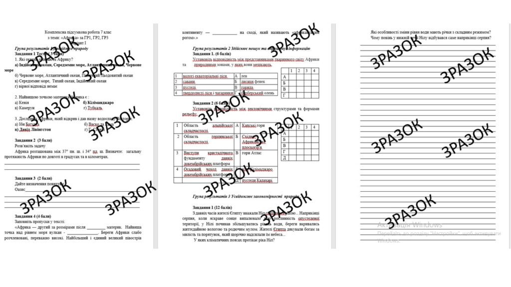 Головне зображення розробки: Комплексна підсумкова робота 7 клас Запотоцький з теми: «Африка» за ГР