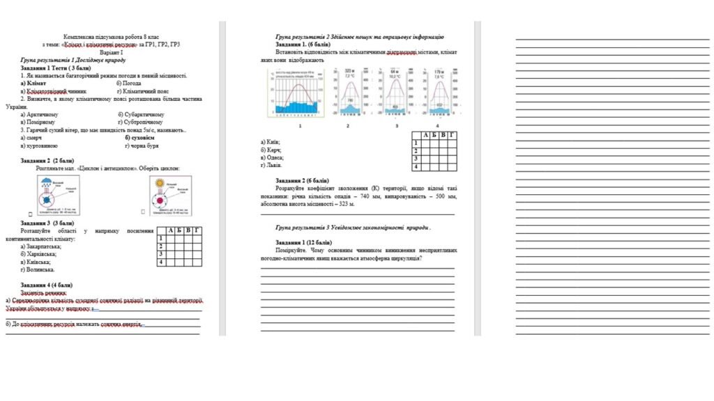 Головне зображення розробки: Комплексна підсумкова робота 8 клас Запотоцький з теми: «Клімат і кліматичні ресурси» за ГР