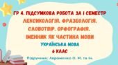 ГР 4. Підсумкова робота за І семестр. Українська мова. 6 клас НУШ (підручник: Авраменко О. М. та ін.)