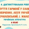 ГР 4. Діагностувальна робота №2. Чуття гармонії у слові. Українська література. 6 клас НУШ (підручник: Архипова В. П. та ін.)