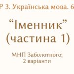 ГР 3. Підсумкова (діагностична) робота. 6 клас. Українська мова “Іменник (частина 1)” (підходить до МНП Голуб, Заболотного) 2 варіанти