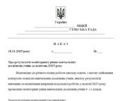 Наказ “Про результати моніторингу рівня навчальних досягнень учнів за жовтень 2025 року”
