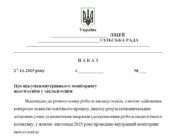 Наказ “Про підсумки внутрішнього моніторингу якості освіти у закладі освіти у 2025/2026 н.р.”