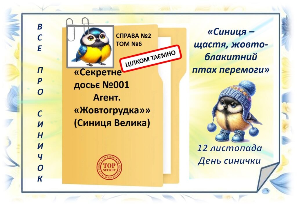 Головне зображення розробки: «Секретне досьє №001 Агент. «Жовтогрудка»» (Синиця Велика)