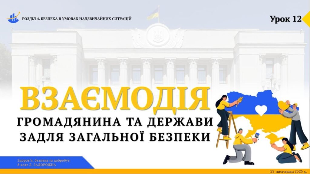 Головне зображення розробки: Взаємодія громадянина та держави задля загальної безпеки. 8 клас. Л. ЗАДОРОЖНА
