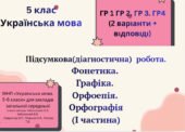 Підсумкова робота.ГР 1. ГР 2. ГР 3. ГР4. Фонетика. Графіка. Орфоепія.Орфографія” (І частина) (5 кл.)Українська мова