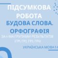 Підсумкова робота з української мови для 5 класу за темою “Будова слова. Орфографія”. 4 групи результатів. З відповідями.