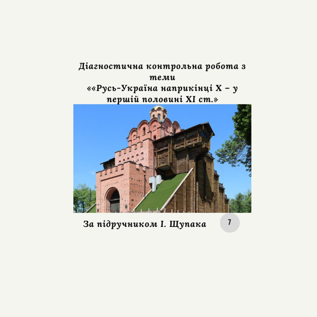Головне зображення розробки: Діагностувальна контрольна робота за розділом II «Русь-Україна наприкінці X – у першій половині XI ст.»(І. Щупак) за групами результатів
