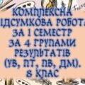 Комплексна підсумкова робота для 8 класу за 4 групами результатів (УВ, ПТ, ПВ, ДМ) за І семестр, з відповідями