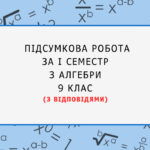 Підсумкова контрольна за І семестр з алгебри 9 клас, з відповідями.