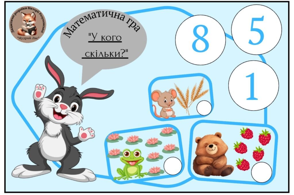 Головне зображення розробки: Математична гра “У кого скільки?”