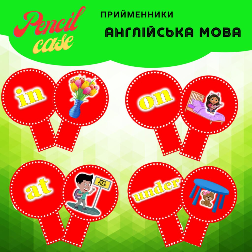 Головне зображення розробки: Наочно-дидактичний матеріал. Прийменники (prepositions)