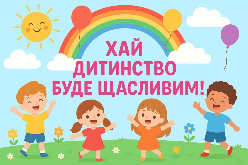 Головне зображення розробки: Плакат для оформлення фотозони “Хай дитинство буде щасливим!” до Дня захисту дітей 20 листопада