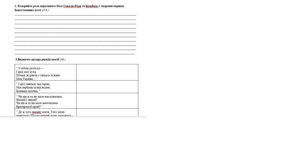 Головне зображення розробки: Комплексна підсумкова робота. Українська література. 6 клас. За І семестр; МНП Яценко; підручник Калинич ГР 1, ГР 2, ГР 3, ГР 4