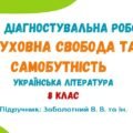 ГР 4. Діагностувальна робота №2. Духовна свобода та самобутність. Українська література. 8 клас НУШ (підручник: Заболотний В. В. та ін.)