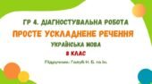 ГР 4. Діагностувальна робота №3. Просте ускладнене речення. Українська мова. 8 клас НУШ (підручник: Голуб Н. Б. та ін.)