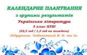 Календарне планування з ГР. Українська література. 5 клас НУШ. Заболотний В. В. та ін. (52,5 год / 1,5 год на тиждень). Модель оцінювання 1