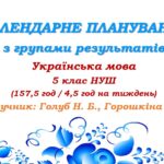 Календарне планування з ГР. Українська мова. 5 клас НУШ. Голуб Н. Б., Горошкіна О. М. (157,5 год / 4,5 год на тиждень). Модель оцінювання 1